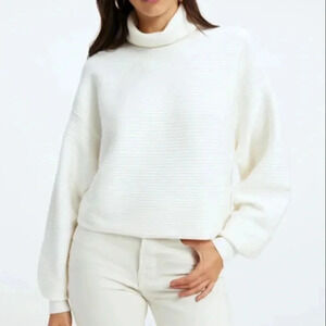 Good American Wide Rib Crop Pullover Sweater Size XS
